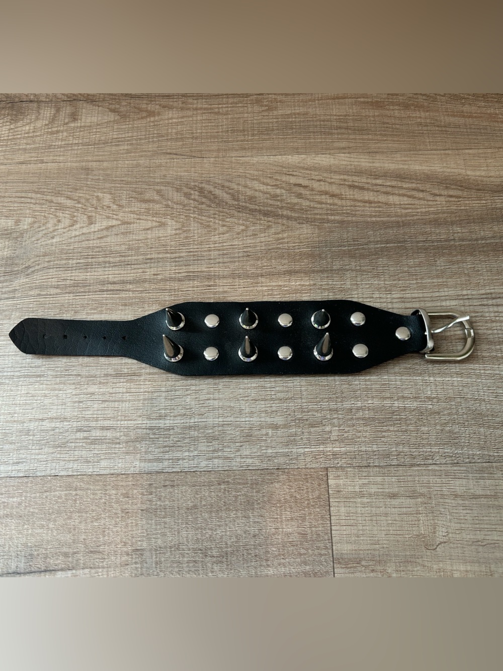 Black Leather Spiked Bracelet